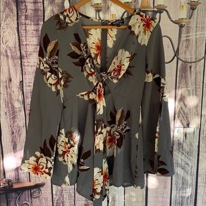 Fashion Nova Gray Floral romper.